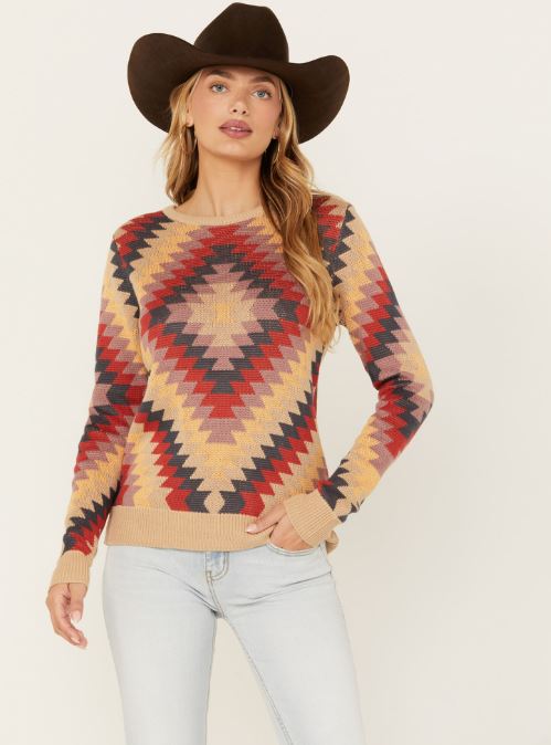 Cotton & Rye Multicolored Border Women's Sweater CRK806M
