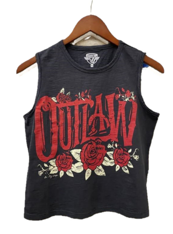 Country Deep Black Outlaw Women's Muscle Crop Top CRPMUOUTBLK