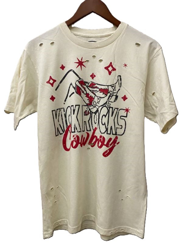 Country Deep Natural Kick Rocks Cowboy Distressed 80's Vintage T-Shirt CRPKICKRKNT
