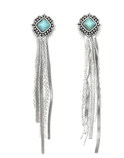 Cowgirl Confetti Radiant Feeling Silver Post Fringe Earrings CCERR129