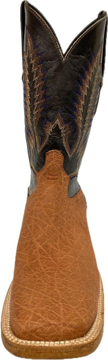 Cowtown Boots Tan With Dark Brown Top Men's Elephant Tan Wide Square Toe Western Boots Q828