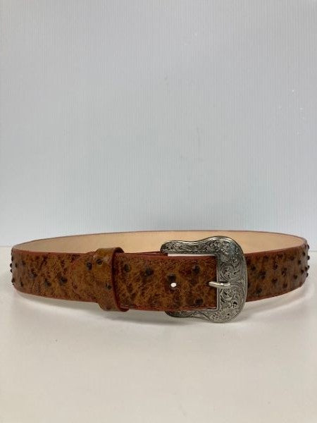 Cowtown Brown (Dark Tan) Ostrich Print Mens Belt H6077
