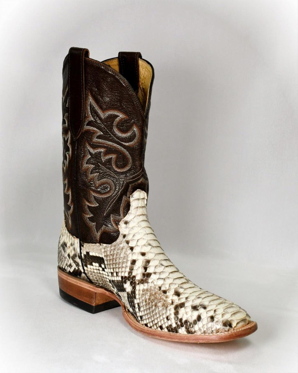 Cowtown Python Snake Skin Wide Square Toe Men's Western Boots Q818
