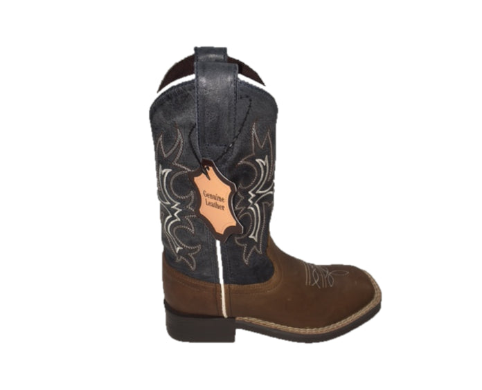 Crazy Cowboy Dark Blue and Distressed Brown Children's Boots 701-30K-CTR