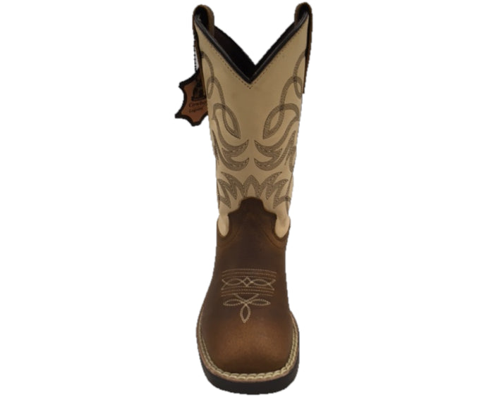 Crazy Cowboy Distressed Brown With Beige Top Children's Boots 709-30K-AR