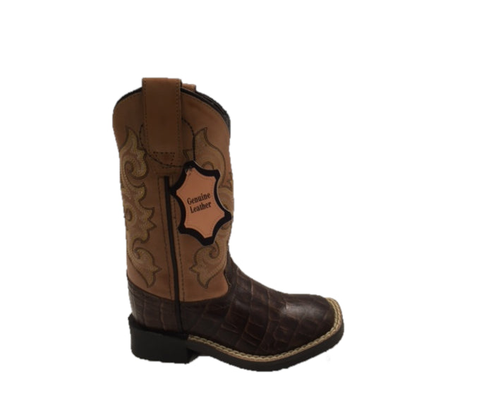 Crazy Cowboy Tan and Brown Gator Print Children's Boots 700-30K-CTR