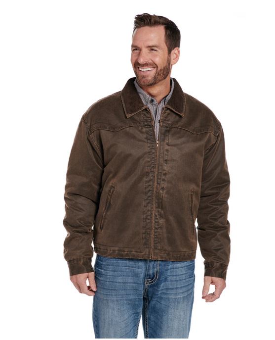 Cripple Creek Antique Chocolate Enzyme Washed Cotton Zip Front Jacket w/Cord Collar & Concealed Carry Pocket CW2307-90