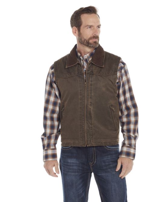 Cripple Creek Antique Chocolate Enzyme Washed Zip Front Vest w/Concealed Carry Pocket CW1807C-90