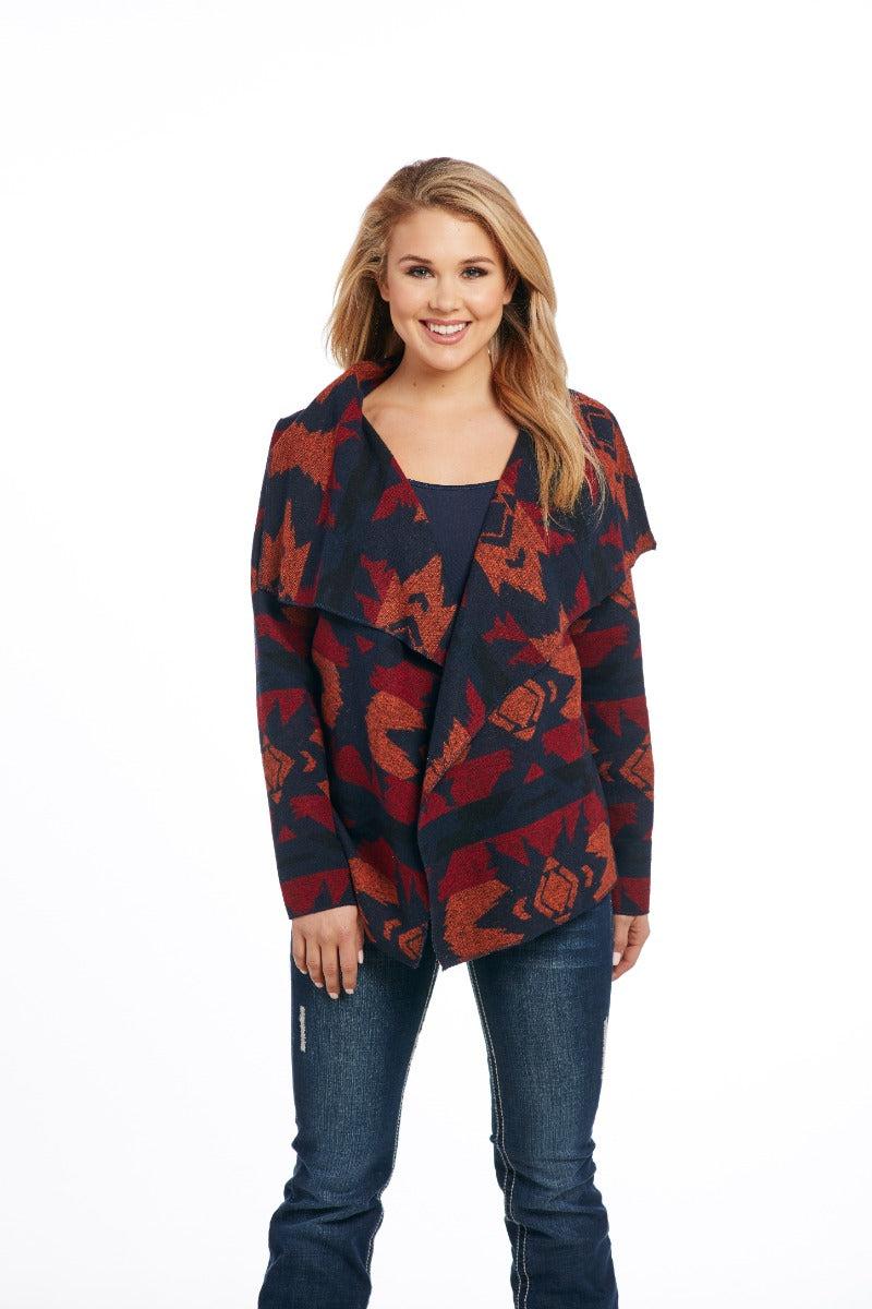 Cripple Creek Aztec Open Front Blanket Wrap Jacket CR15349-74