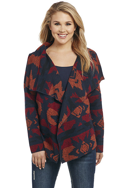 Cripple Creek Aztec Open Front Blanket Wrap Jacket CR15349-74