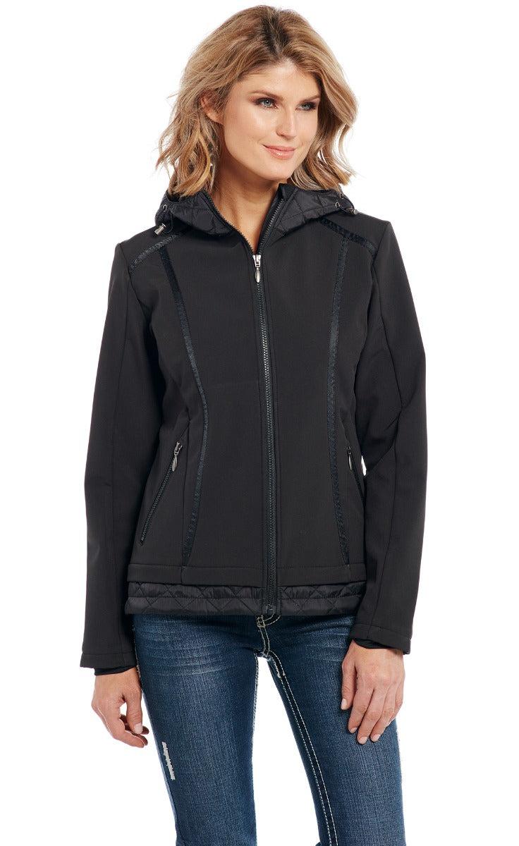 Cripple Creek Black Women's Water Resistant Softshell Hooded Jacket CW9402-41