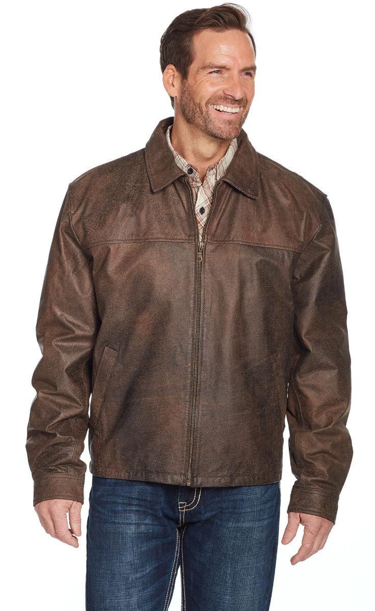 Cripple Creek Brown Men's Conceal Carry Zip Leather Jacket ML6428-06