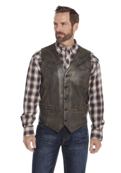 Cripple Creek Chestnut Antique Finished Button Front Lamb Nappa Men's Vest ML3069-27