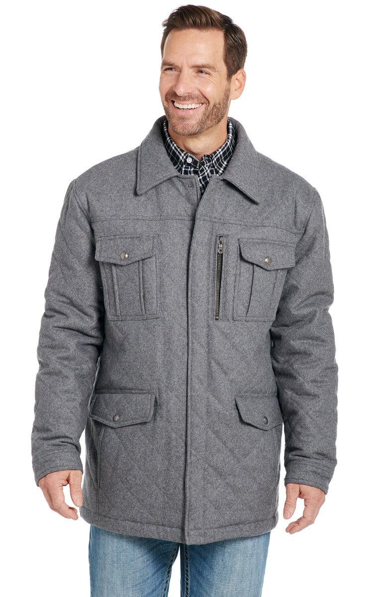 Cripple Creek Grey Light Wool Men's Quilted Jacket CR42066-43