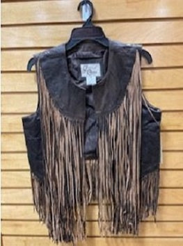 Cripple Creek Ladies Brown Leather with Fringe Vest LL21882-19