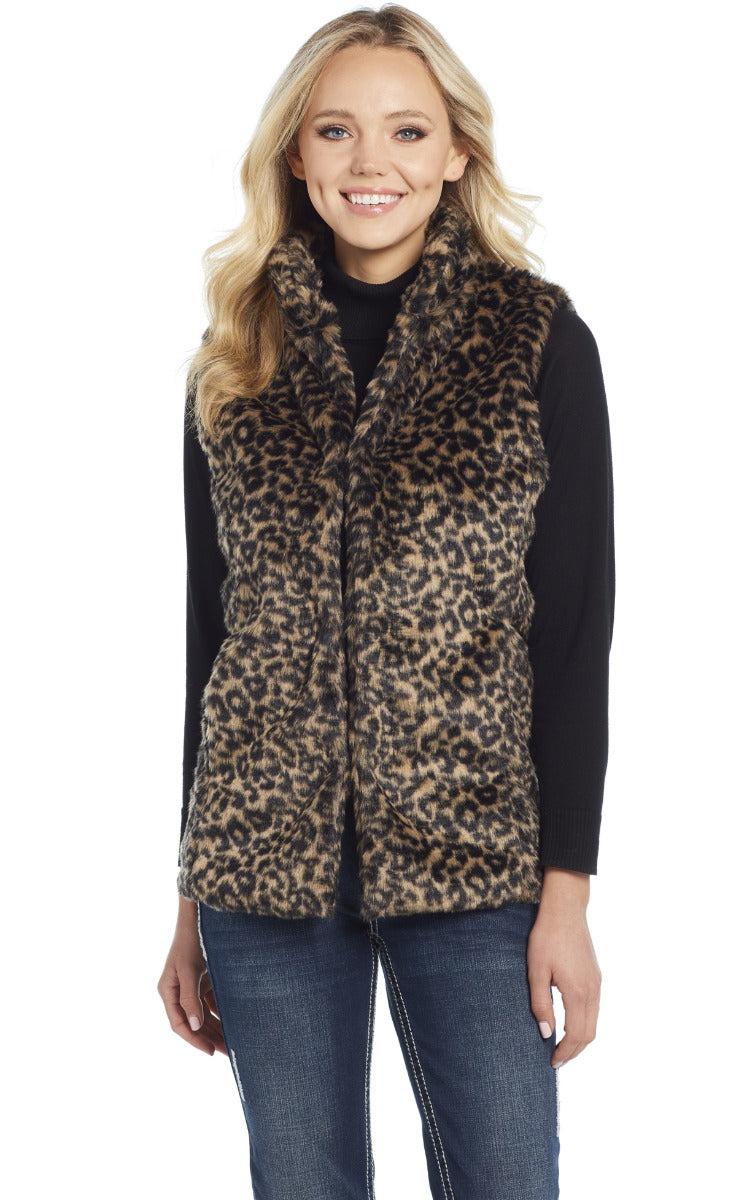 Cripple Creek Leopard Faux Fur Vest CR14642-25