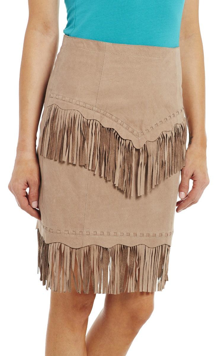 Cripple Creek Natural Suede Nubuck Lamb Skirt LL19426