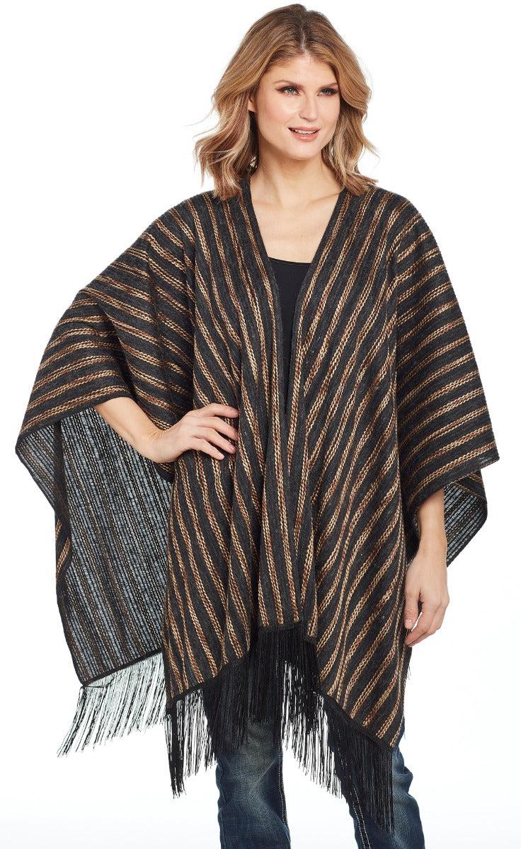 Cripple Creek Women's Stripe Poncho Sweater CR15149-07