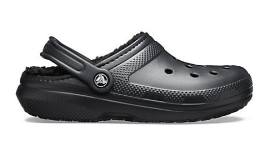 Crocs Black/Black Classic Lined Womens Slide On Clogs 203591L-060