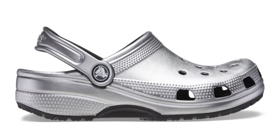 Crocs Silver Metallic Classic Metallic Women's Clogs 205831-OP1