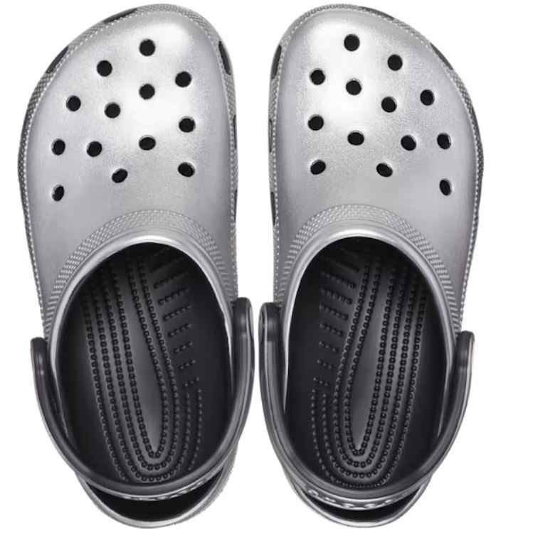Crocs Silver Metallic Classic Metallic Women's Clogs 205831-OP1