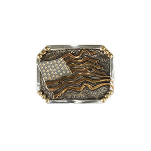Crumrine Antique Silver Distressed American Flag Buckle C10011