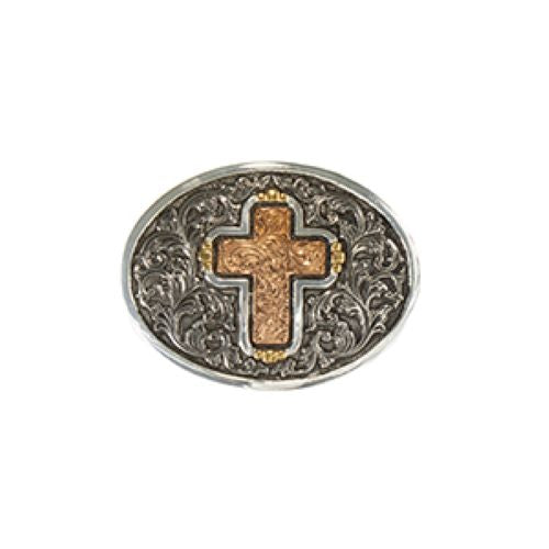Crumrine Antique Silver Floral Engraved Cross Buckle C10010