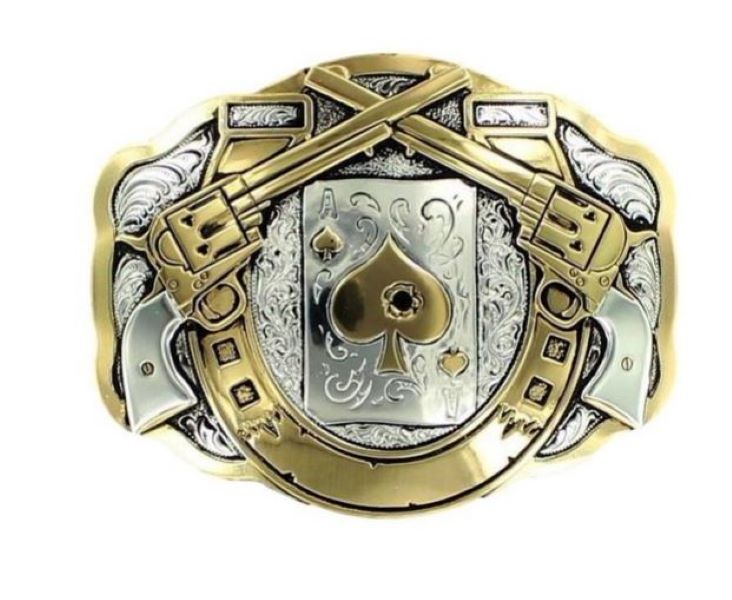 Crumrine Double Barrel Ace of Spades Buckle C11259