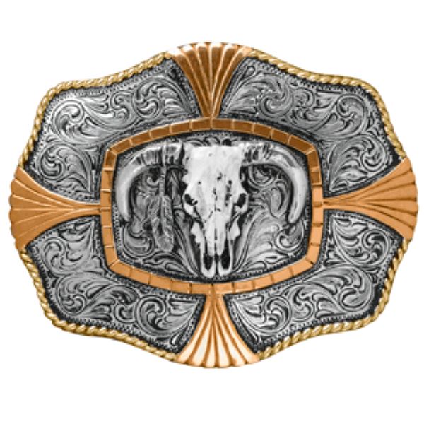 Crumrine Silver and Bronze look Steer Skull Buckle C10138