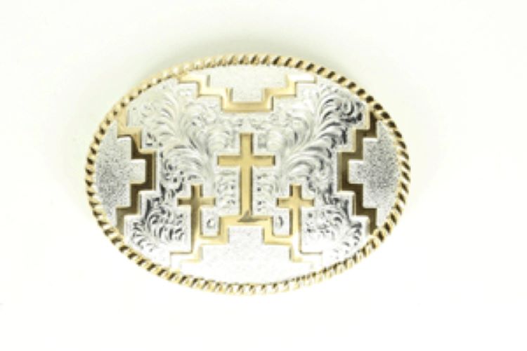 Crumrine Silver and Bronze Triple Cross Buckle C10361