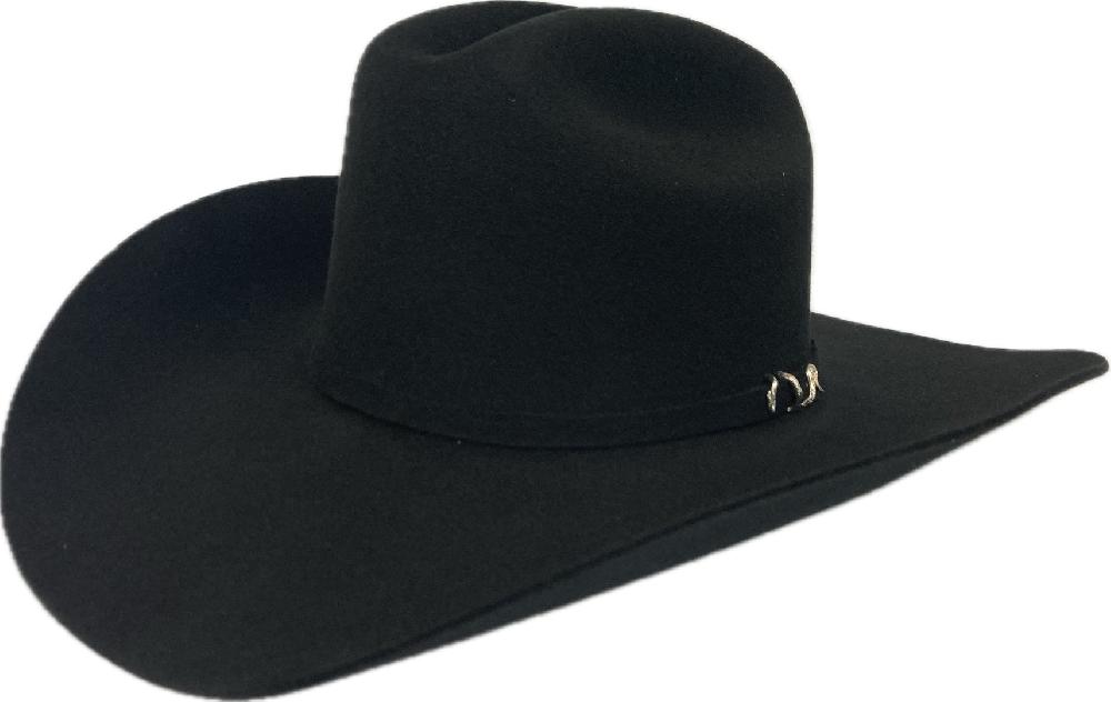 Cuadra Black 5X Cattleman Western Hat with 3pc Sculpted Python Buckle Set CF0502040.PYTH