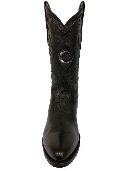 Cuadra Black Genuine Deer Leather With Metallic Monogram Men's Western Boots CU682