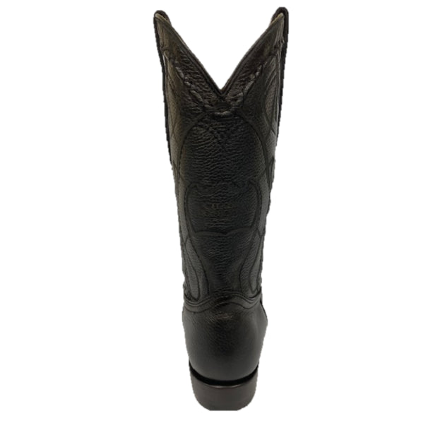 Cuadra Black Genuine Deer Leather With Metallic Monogram Men's Western Boots CU682