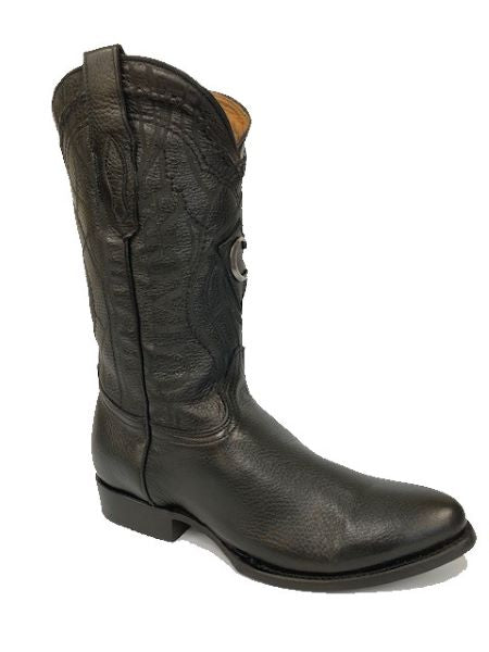 Cuadra Black Genuine Deer Leather With Metallic Monogram Men's Western Boots CU682
