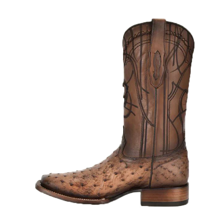 Cuadra Brown Lugano Brown Ostrich Men's Wide Square Toe Boots CU744