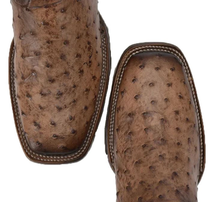 Cuadra Brown Lugano Brown Ostrich Men's Wide Square Toe Boots CU744