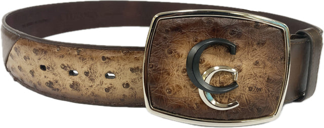 Cuadra Cinto Avestruz Lugan Cafe Men's Brown Ostrich Belt BC321