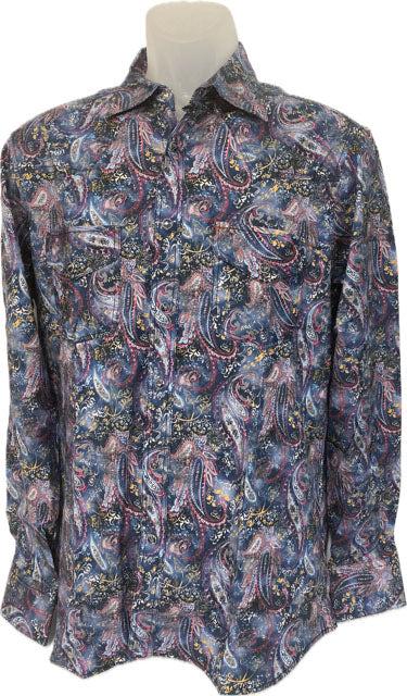 Cuadra Multi Paisley Men's Collared Long Sleeve Snap Shirt RJ1204/S5143