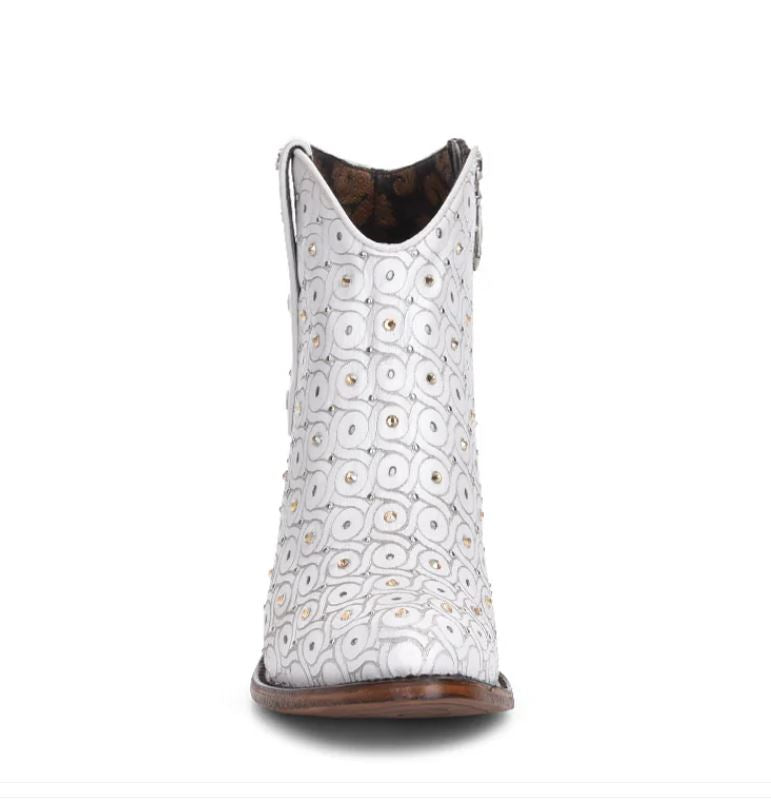Cuadra White Laser With Crystals R Toe Women's Booties CU482