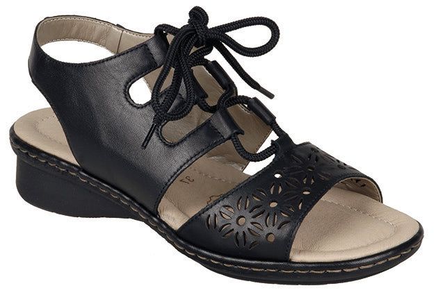D2758-01 Black Ghillie Tie Womens Rieker Fashion Sandals