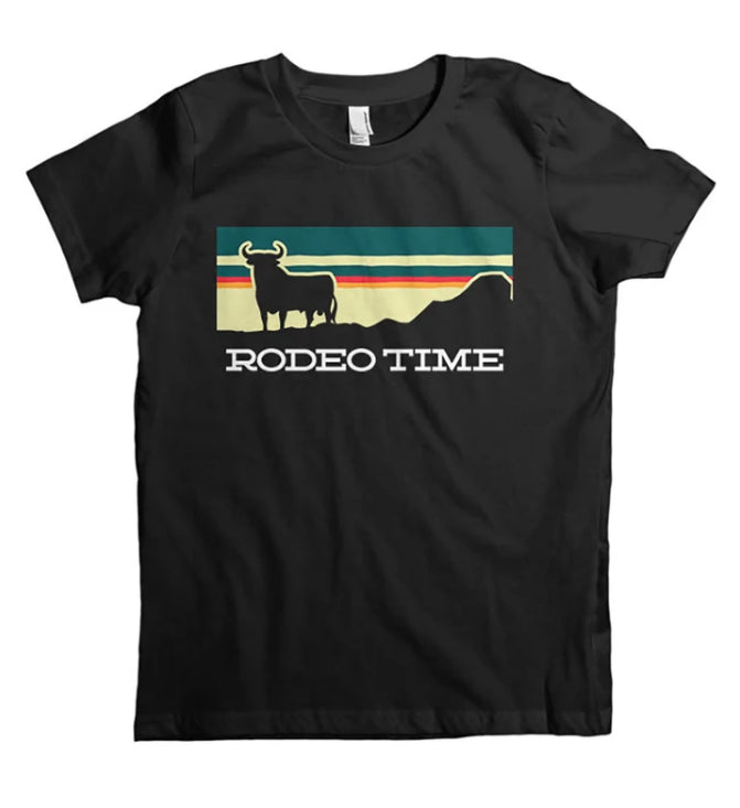 Dale Brisby Black Kids Sunset Kids Rodeo Time Tee Shirt T-K01