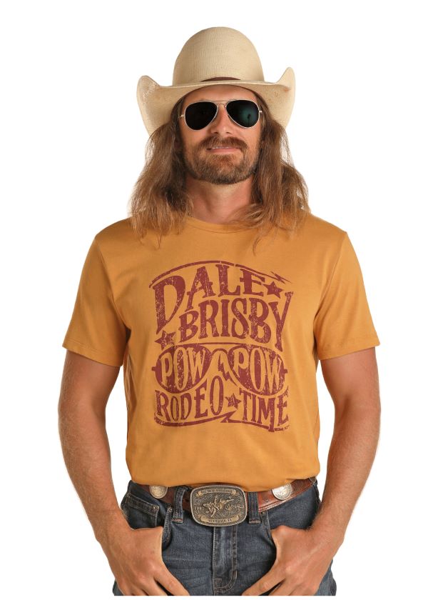 Dale Brisby Mustard Yellow Pow Pow Short Sleeve Mens Tee Shirt P9-1527