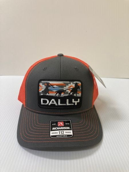 Dally Up Charcoal/Orange Original 112 Adjustable Trucker Cap with Aztec Pattern Patch DALLY514