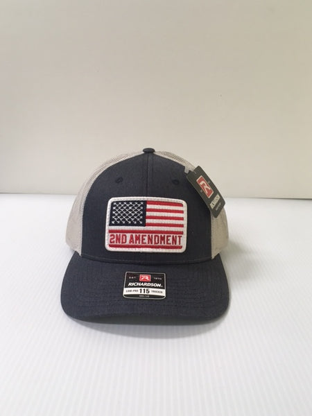 Dally Up Denim Blue 115 Lo-Pro Richardson Trucker Hat with 2nd Amendment Patch DALLY 425