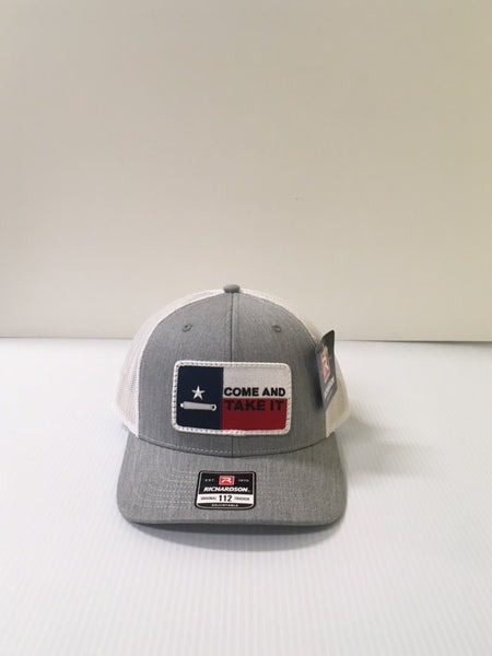 Dally Up Heather Grey/White Richardson 112 Original Trucker Cap with Come and Take it Patch DALLY 410