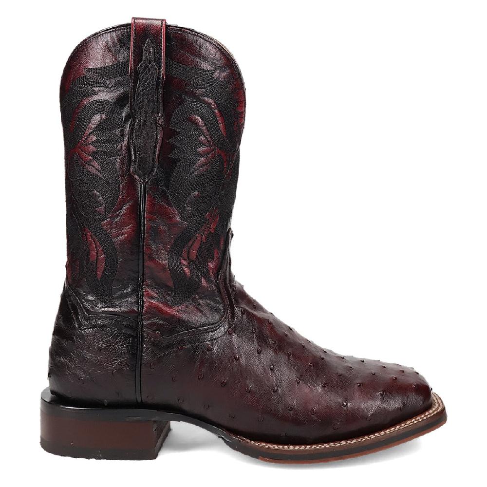 Dan Post Black Cherry/Black Cherry Alamosa 11 Inch Shaft Men's Broad Square Toe Full Quill Ostrich Boots DP5012