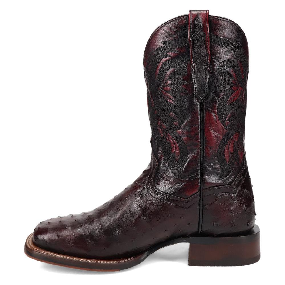 Dan Post Black Cherry/Black Cherry Alamosa 11 Inch Shaft Men's Broad Square Toe Full Quill Ostrich Boots DP5012