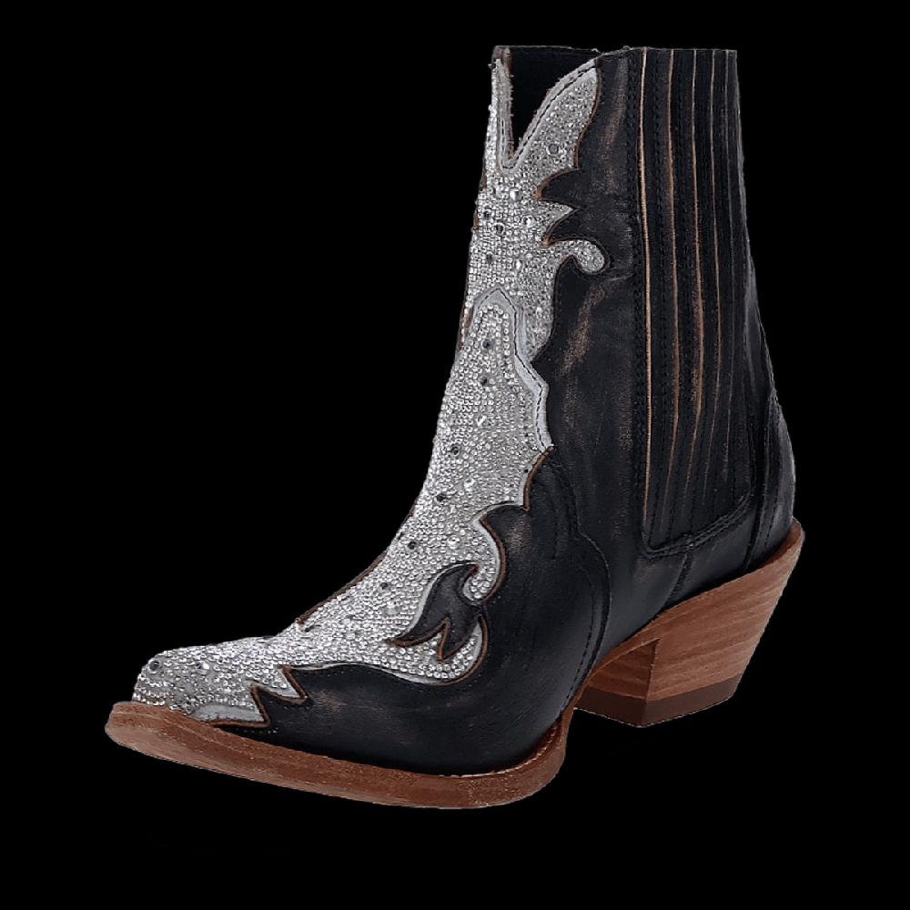 Dan Post Black Crystal Women's 6 Inch Snip Toe Leather Boots DP5125