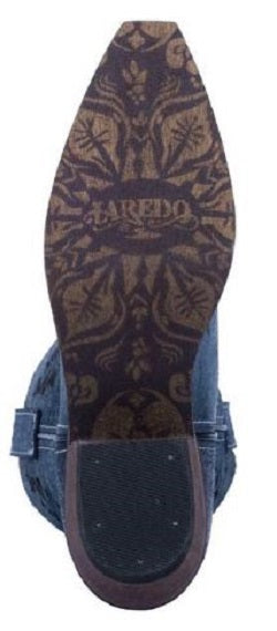 Dan Post Laredo Sanded Blue Chopped Out Womens Snip Toe Western Boots 52317
