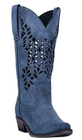 Dan Post Laredo Sanded Blue Chopped Out Womens Snip Toe Western Boots 52317